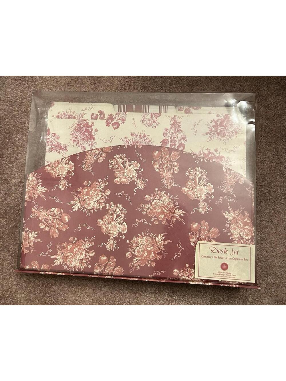 Toile Desk Set 2002 Tina Higgins Tri Coastal Design WFH Teacher Student Organize